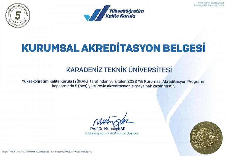 Kurumsal Akreditasyon Belgesi